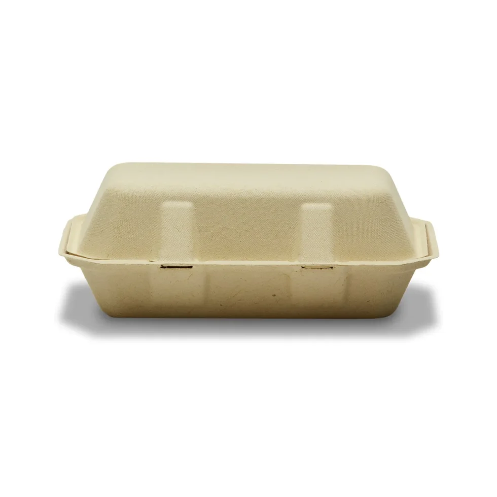 Tellus 9" x 6" Compostable Clamshell | 1 Compartment | No PFAS Added| Heavyduty | Case of 200