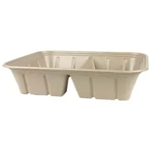 World Centric Half Size (112 oz) Compostable Two Compartment Catering Pan | PLA Lined Case of 200