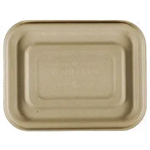 World Centric Lid for 6.5" x 5" Fiber Tray | Natural Plant Fiber | Compostable Case of 600