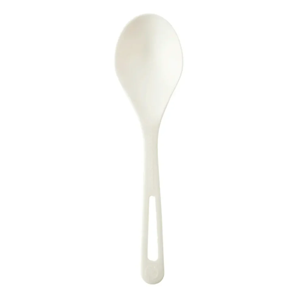 World Centric 6" Compostable Soup Spoon | Bulk Pack | White | Case of 1000